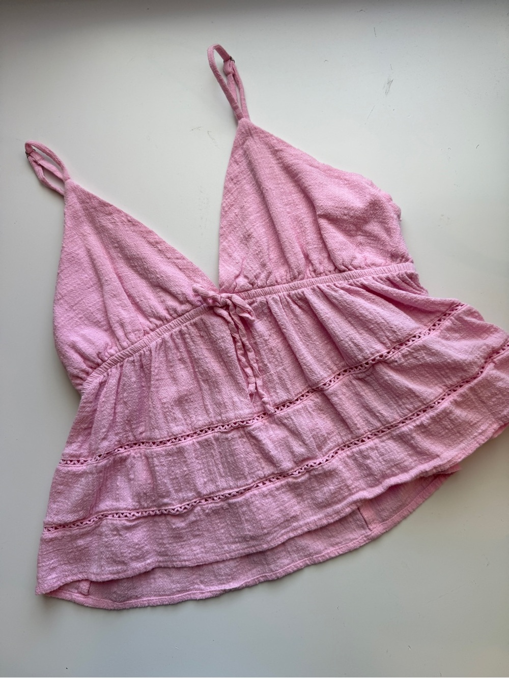 Wild Fable Pink Babydoll Tiered Tank Top Size Large